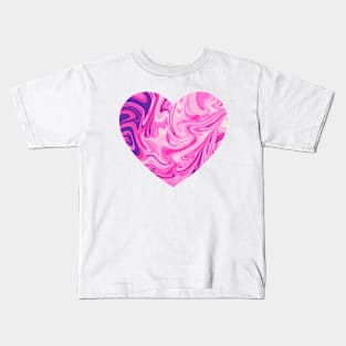 Pink Chic Liquid Abstract Heart Kids T-Shirt
